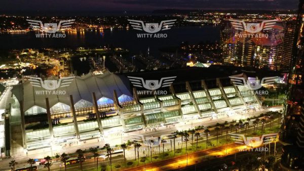 San Diego Downtown Aerial Images Night Convention Center