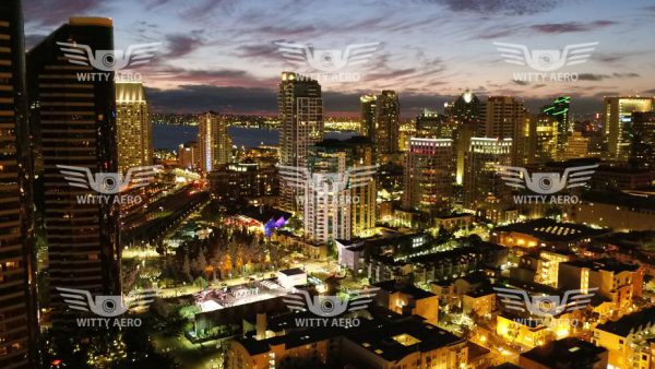 San Diego Downtown Aerial Images Night